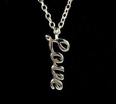 LOVE PENDANT Vintage Necklace Goldtone Signed NRQ  Choker 16 -  18&quot; - £15.02 GBP