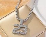 Baseball Silver Plated Iced Tennis Row CZ Number Pendant Chain 20&quot; Neckl... - $29.69