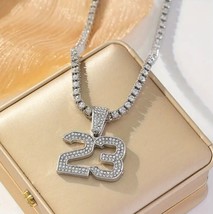 Baseball Silver Plated Iced Tennis Row CZ Number Pendant Chain 20&quot; Neckl... - £23.29 GBP