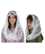 Women and Child White Lace Chapel Veils Head Covering Latin Mass Mother ... - £21.30 GBP