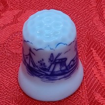 Blue Boat Porcelain Thimble Vintage - $6.98