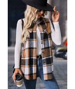 Straw Yellow Retro Plaid Button up Collared Vest - $312.00 MXN