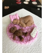 Baby and the bear. 3D, gum paste hand crafted. Fondant cake topper. Baby... - £15.73 GBP