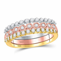 Authenticity Guarantee 
10kt Tri-Tone Gold Womens Round Diamond 3-Piece Stack... - £523.04 GBP