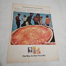 Chef Boy-Ar-Dee Pizza Mix Party-Time Cheese Pizza at Party Vintage Print Ad 1965 - £4.74 GBP