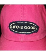 Life Is Good pink  distressed patch baseball hat cap, New w/ tags - £14.63 GBP