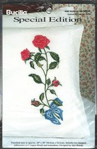 BUCILLA Vintage Stamped Pillow Case Cross Stitch Kit 64234 ROSES  - $10.00