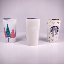 Starbucks Ceramic Travel Mug Tumbler Cup Lot of 3 EUC W/ 3 Lids - £26.10 GBP