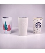 Starbucks Ceramic Travel Mug Tumbler Cup Lot of 3 EUC W/ 3 Lids - $32.66