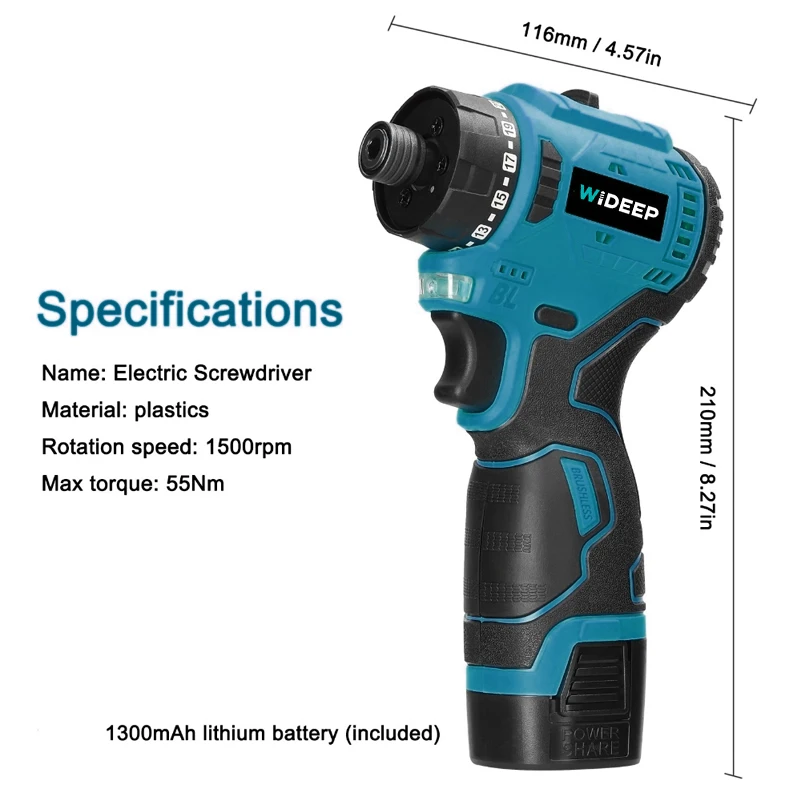 16.8V Brushless Screwdriver Lithium Electric Drill Rechargeable Hand Drill Screw - £112.88 GBP