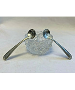 Sterling Silver Salt Spoons &amp; Crystal Cellar Bowl Kitchen Serving Utensi... - £23.59 GBP