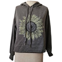 Gray Crop Oversize Sunflower Hoodie Size XS  - $24.75