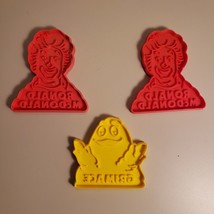 Vintage McDonalds Cookie Cutters 2 Red Ronald McDonald 1 Yellow Grimace 1980 - £13.05 GBP