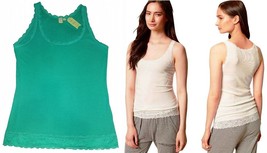 Anthropologie Laced Layering Tank Top Medium 6 8 Turquoise Baby Ribbed +... - $24.95