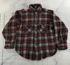 Vintage Woolrich Button Down Shirt Mens XS Red Grey Plaid Chest Pockets Shacket - £40.23 GBP