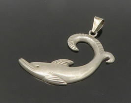 925 Sterling Silver - Vintage Shiny Etched Detail Dolphin Motif Pendant- PT17296 - £37.34 GBP