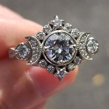 2Ct Round Cut Diamond Selene Moon Goddess Engagement Ring 14K White Gold Finish - £106.15 GBP
