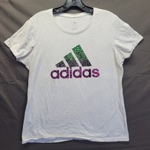 Women&#39;s Adidas Sz Large White Short Sleeve Crew Neck Cotton T Shirt Jagu... - £7.74 GBP