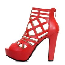 PU Leather High Heels Short Boots Platform Cut-outs - $1,521.96 MXN+