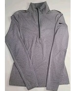 Nike Pro Dri Fit Quarter Zip Pullover Athletic Top Sz M Gray Gym Train H... - £14.74 GBP