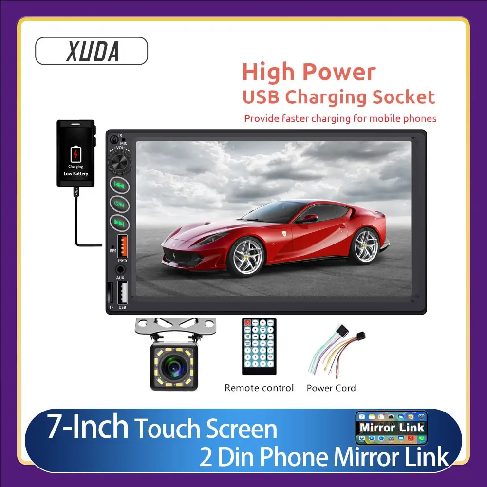 XUDA 7&quot; HD 2 Din Car Radio Stereo Bluetooth Car Stereo Auto Audio Multimedia - £37.80 GBP+