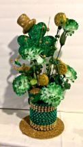 St Patrick&#39;s Day Green/Gold Bead Base Table Centerpiece Arrangement - $18.99