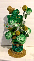 St Patrick&#39;s Day Green/Gold Bead Base Table Centerpiece Arrangement - £15.14 GBP