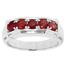 1.64 Ct Lab Created Round Cut Ruby 14K White Gold Plated Wedding band Me... - €88,21 EUR