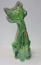 Fenton Glass Apple Green Carnival Iridized Alley Cat Figurine by Mosser Glass - £141.37 GBP