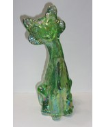 Fenton Glass Apple Green Carnival Iridized Alley Cat Figurine by Mosser ... - £139.18 GBP