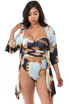 Women&#39;s Gold Chain Swimsuit and Cover Up Beachwear Set up to XL - $44.95