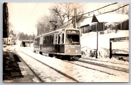 RPPC MBTA Streetcar Trolley 3423 Newton Highlands MA UNP Postcard F17 - £20.66 GBP