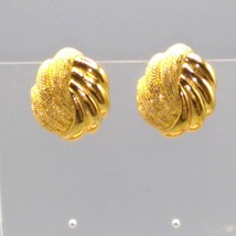 Vintage Napier Gold Tone Clip On Earrings, Textured and Shiny - £19.90 GBP