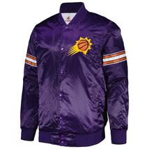 NBA Phoenix Suns Vintage Purple Satin Bomber Letterman Baseball Varsity Jacket - £108.09 GBP