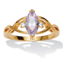 PalmBeach Jewelry Gold-plated Simulated Birthstone Ring-June-Alexandrite - £31.96 GBP