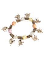 Disney Tinkerbell Bracelet 1997 Metal and Glass Beads Stretchy - £6.36 GBP