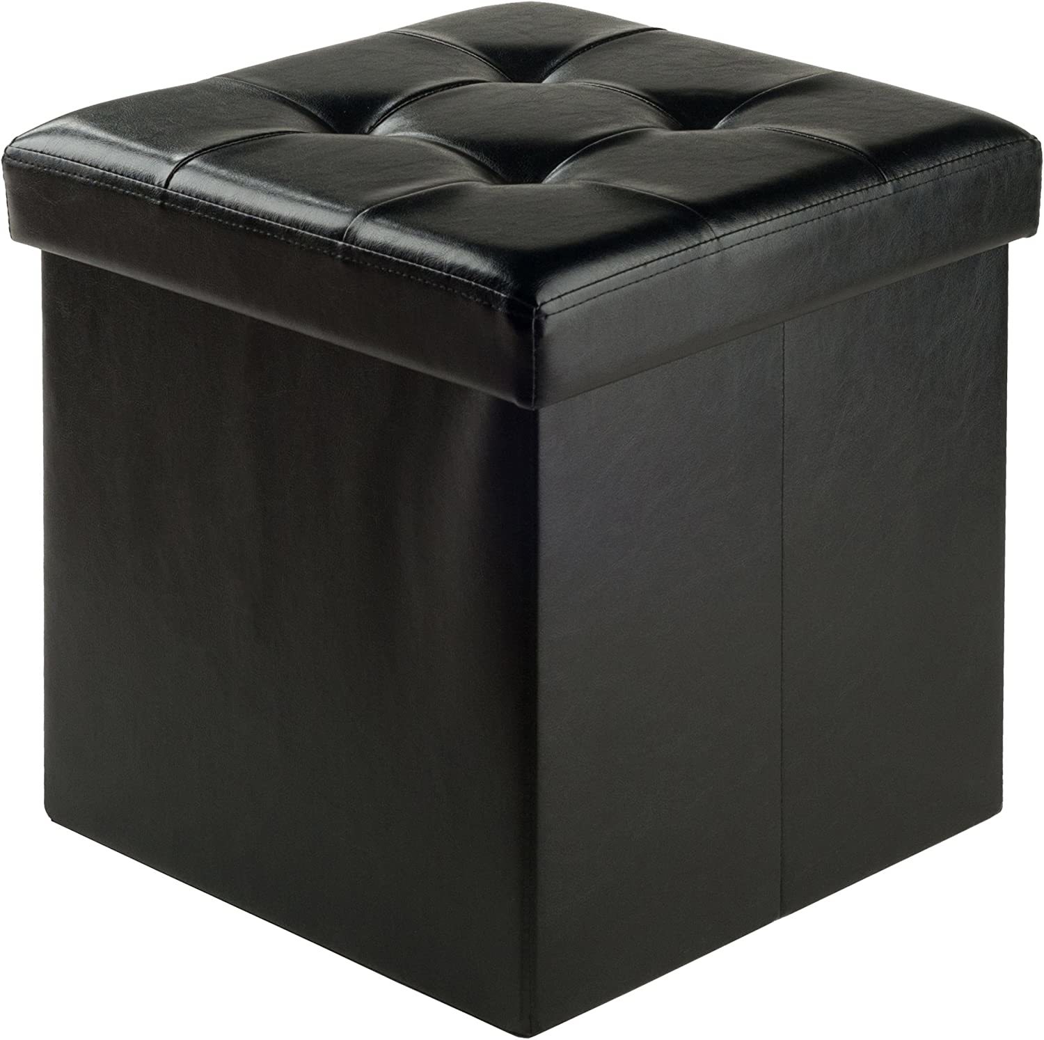 Winsome Wood Furniture Piece Ashford Ottoman With Storage Faux Leather, Black - $36.99