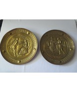 PR Antique Vtg Victorian courting couple REPOUSE BRASS WALL PLAQUE Plate - £39.31 GBP