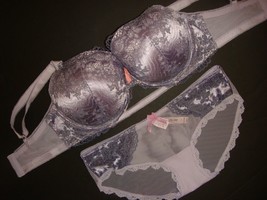 Nwt Victoria&#39;s Secret 34DDD Bra Set S Gray Lilac Silver Taupe Gray Dream Angels - £55.26 GBP