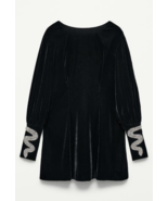 ZARA BNWT 2025. BLACK SHORT VELVET DRESS BOAT NECK JEWEL SNAKE 9059/128/800 - $166.12