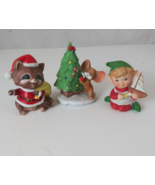 Vtg Homco Set Of 3 Christmas Figurines Mouse Trimming Tree, Santa Raccoo... - $553.97 MXN