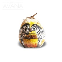 Natural Coconut African Icebox Hand-painted with Zebra love - £115.88 GBP
