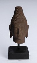 Buddha Head - Antique Khmer Style Stone Statue - 20cm/8&quot; - $635.04