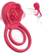 Vibrating Cock Ring with Rose Clitoral Stimulator, Pleasure Penis Ring V... - £25.95 GBP+