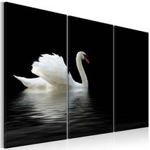 Tiptophomedecor Stretched Canvas Animal Art - A Lonely White Swan - Stretched &amp;  - £62.94 GBP+