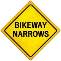 Bikeway Narrows Novelty Mini Metal Crossing Sign MCX-571 - £13.30 GBP
