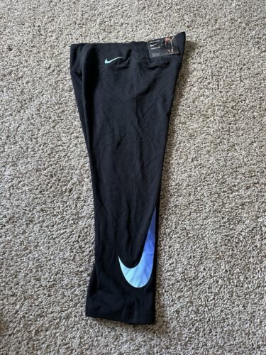 Nike Dri-Fit Womens Tight Fit Logo Ombre Swoosh Black Size Small Athleti... - $26.17