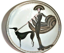 House Of Erte Symphony In Black Collector Plate Dog Greyhound Lady - £28.30 GBP