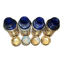 Vintage F.B. Rogers Cobalt Blue & Brass Salt Pepper Shakers Set of 4 w/ Box image 8