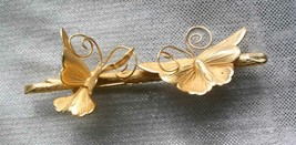 Giovanni Elegant Two Butterflies on a Banch Gold-tone Brooch 1960s vint. 2 3/4&quot; - £11.18 GBP